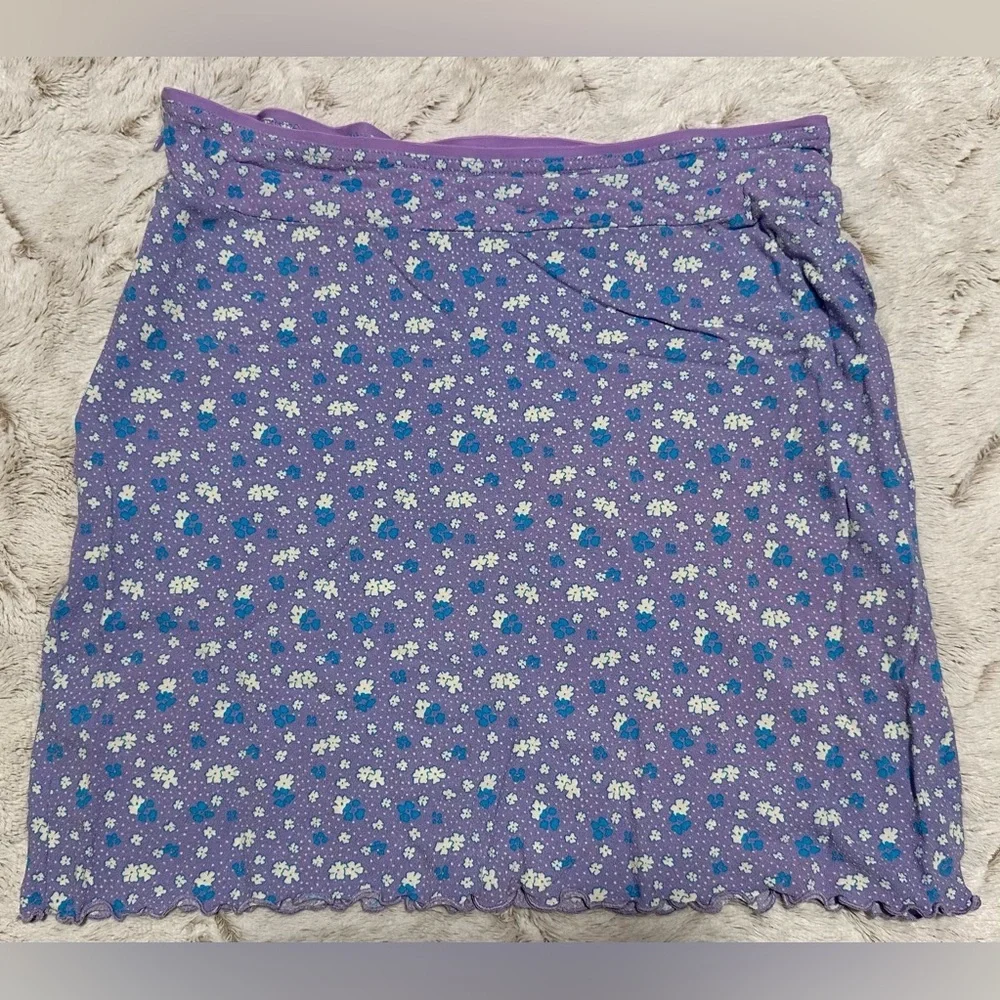Free People Irl Floral Ice Combo Viscose Purple Silky Mini Slip Skirt - Picture 9 of 11